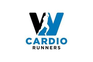 Vector letter W for running logo design combination people.