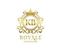 Golden Letter KB template logo Luxury gold letter with crown. Monogram alphabet . Beautiful royal initials letter. vector