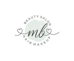 Initial MB feminine logo collections template. handwriting logo of initial signature, wedding, fashion, jewerly, boutique, floral and botanical with creative template for any company or business. vector