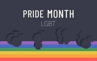Lgbt pride month. Lgbt community, flag, rainbow, emblem, parade. Human rights concept. Vector flat illustration for poster, flyer, card, banner