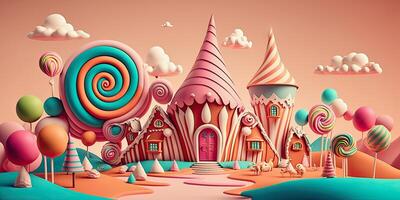 illustration of a cute candy village photo