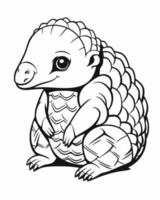 Pangolin Animal Coloring Page vector