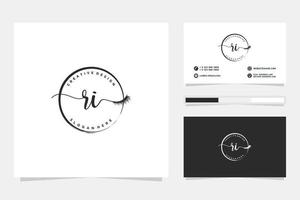 Initial RI Feminine logo collections and business card template Premium Vector