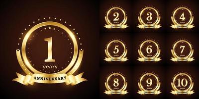 Anniversary number logotype label badge template. Premium anniversary celebration emblem signs design png for company, booklet, leaflet, magazine, brochure, web, invitation or greeting card vector