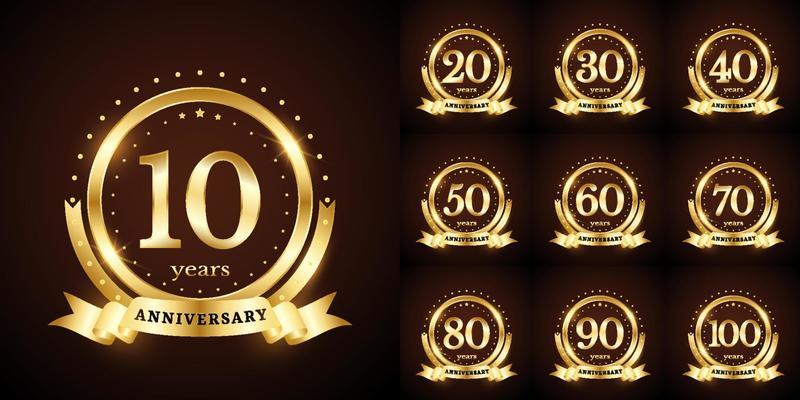 Anniversary number logotype label badge template. Premium anniversary celebration emblem signs design png for company, booklet, leaflet, magazine, brochure, web, invitation or greeting card