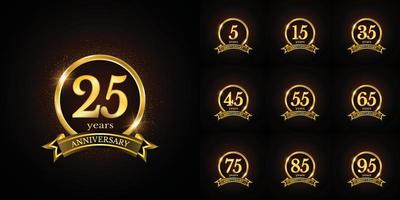 Anniversary number logotype label badge template. Premium anniversary celebration emblem signs design png for company, booklet, leaflet, magazine, brochure, web, invitation or greeting card vector