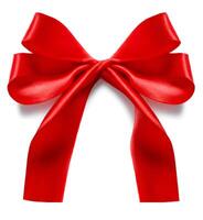 close up of red ribbon bow on white background. photo