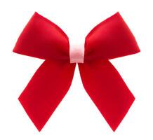 close up of red ribbon bow on white background. photo