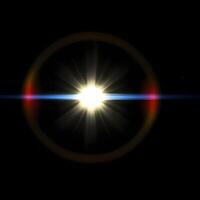 Lens flare isolated on black background. light effect. . photo