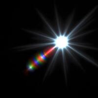 Lens flare isolated on black background. light effect. . photo