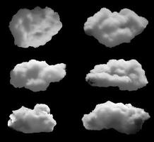 set of clouds isolated on black background. . photo