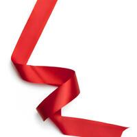 close up of red ribbon on white background. photo