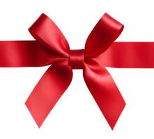 close up of red ribbon bow on white background. photo