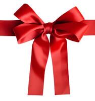 close up of red ribbon bow on white background. photo