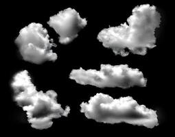 set of clouds isolated on black background. . photo