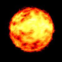 ball of fire on black background. glowing magma sphere. fireball. large sphere of red energy. fantasy game spell icon. . photo