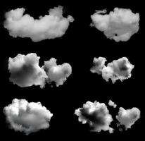 set of clouds isolated on black background. . photo