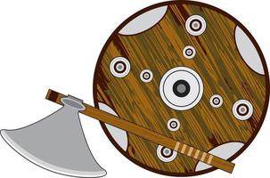 Viking Shield with Axe Illustration vector