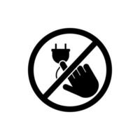 do not touch the electric plug vector icon