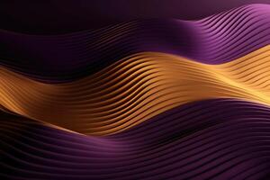 Wavy Golden and Purple Metallic 3D Background.. photo