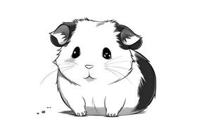 Coloring page outline of cartoon cute little hamster. illustration coloring book for kids. photo
