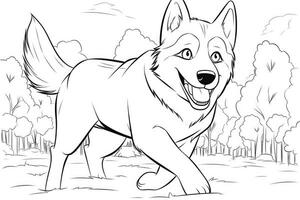 Coloring page outline of cartoon cute little puppy dog. illustration coloring book for kids. photo