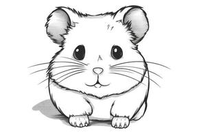 Coloring page outline of cartoon cute little hamster. illustration coloring book for kids. photo