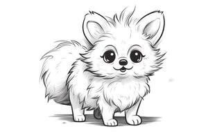 Coloring page outline of cartoon cute little puppy dog. illustration coloring book for kids. photo