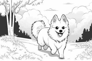 colorante página contorno de dibujos animados linda pequeño perrito perro. ilustración colorante libro para niños. generativo ai foto