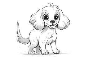 Coloring page outline of cartoon cute little puppy dog. illustration coloring book for kids. photo