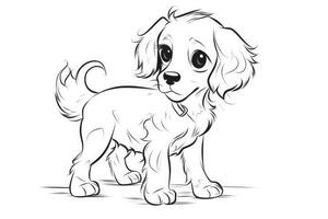 Coloring page outline of cartoon cute little puppy dog. illustration coloring book for kids. photo