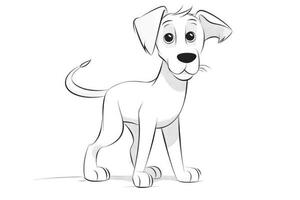 Coloring page outline of cartoon cute little puppy dog. illustration coloring book for kids. photo