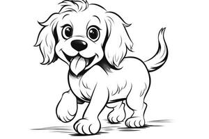 Coloring page outline of cartoon cute little puppy dog. illustration coloring book for kids. photo