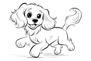 Coloring page outline of cartoon cute little puppy dog. illustration coloring book for kids. photo