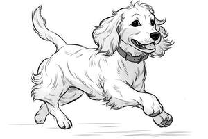 Coloring page outline of cartoon cute little puppy dog. illustration coloring book for kids. photo