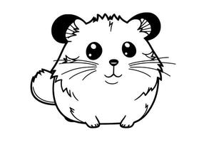 Coloring page outline of cartoon cute little hamster. illustration coloring book for kids. photo