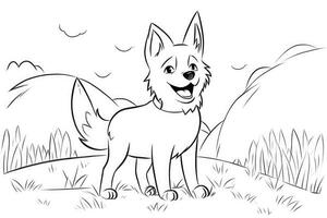 Coloring page outline of cartoon cute little puppy dog. illustration coloring book for kids. photo