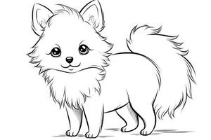 Coloring page outline of cartoon cute little puppy dog. illustration coloring book for kids. photo