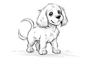 Coloring page outline of cartoon cute little puppy dog. illustration coloring book for kids. photo