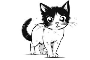 linda dibujos animados gatito gato resumido para colorante libro aislado en un blanco antecedentes. generativo ai foto