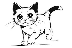 Cute Cartoon Kitten Cat outlined for coloring book isolated on a white background. photo