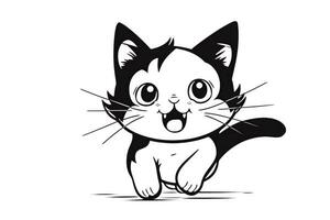 Cute Cartoon Kitten Cat outlined for coloring book isolated on a white background. photo