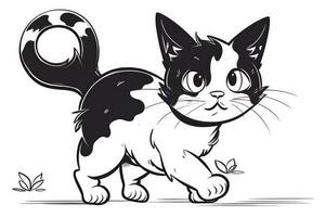 Cute Cartoon Kitten Cat outlined for coloring book isolated on a white background. photo