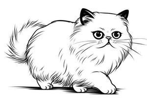 Cute Cartoon Kitten Cat outlined for coloring book isolated on a white background. photo