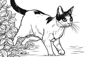 Cute Cartoon Kitten Cat outlined for coloring book isolated on a white background. photo