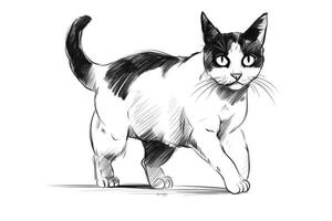 linda dibujos animados gatito gato resumido para colorante libro aislado en un blanco antecedentes. generativo ai foto