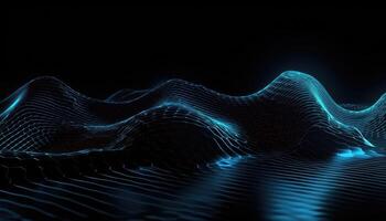 Wavy Black And Neon Metallic 3D Background, photo