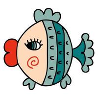 Doodle kawaii fish in simple hand drawn style. Perfect for tee, stickers, poster, card. vector