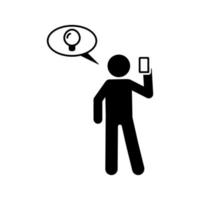 Man with phone have an idea vector icon