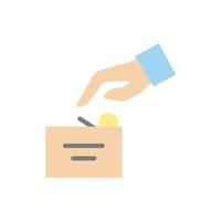 Charity hand coins box vector icon